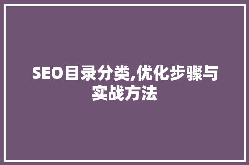 SEO目录分类,优化步骤与实战方法
