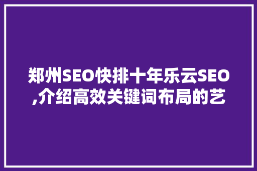 郑州SEO快排十年乐云SEO,介绍高效关键词布局的艺术
