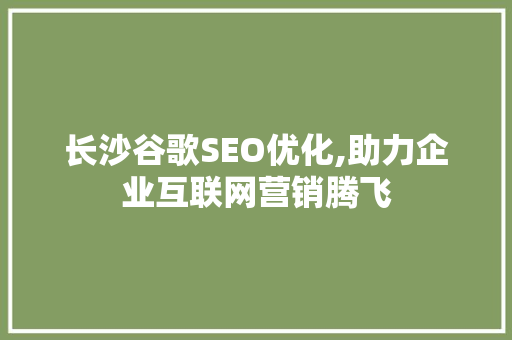 长沙谷歌SEO优化,助力企业互联网营销腾飞