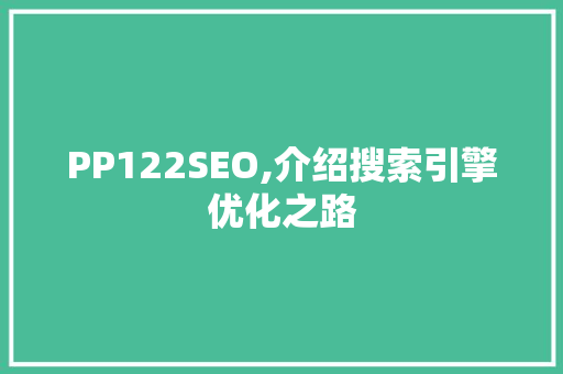 PP122SEO,介绍搜索引擎优化之路