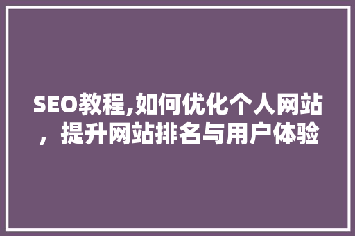 SEO教程,如何优化个人网站，提升网站排名与用户体验  第1张
