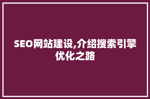 SEO网站建设,介绍搜索引擎优化之路