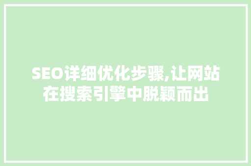 SEO详细优化步骤,让网站在搜索引擎中脱颖而出