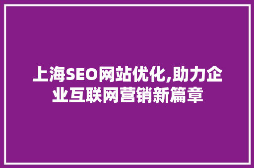 上海SEO网站优化,助力企业互联网营销新篇章