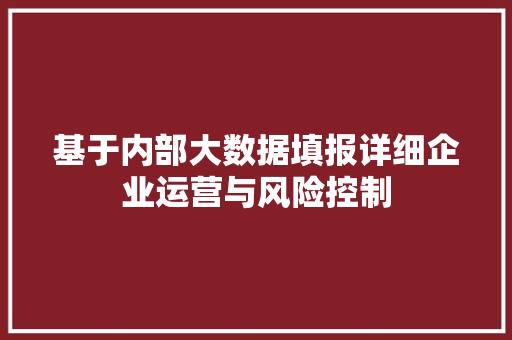 基于内部大数据填报详细企业运营与风险控制  第1张