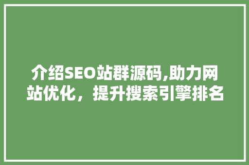 介绍SEO站群源码,助力网站优化，提升搜索引擎排名