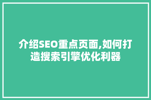 介绍SEO重点页面,如何打造搜索引擎优化利器