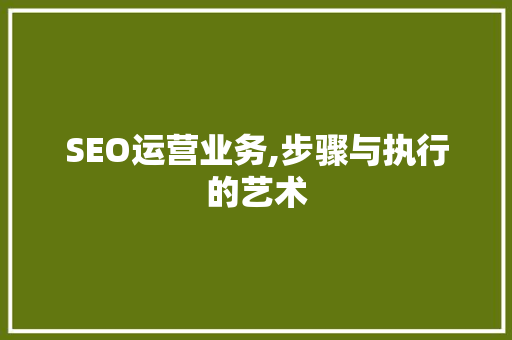 SEO运营业务,步骤与执行的艺术