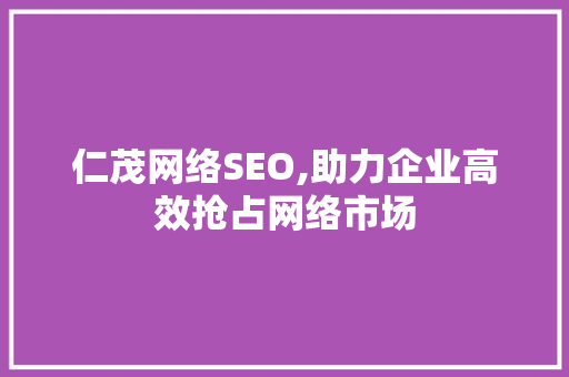 仁茂网络SEO,助力企业高效抢占网络市场