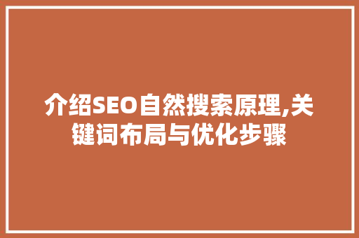 介绍SEO自然搜索原理,关键词布局与优化步骤