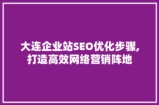 大连企业站SEO优化步骤,打造高效网络营销阵地