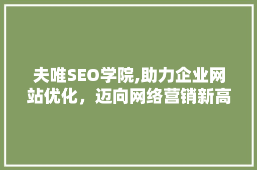夫唯SEO学院,助力企业网站优化，迈向网络营销新高度