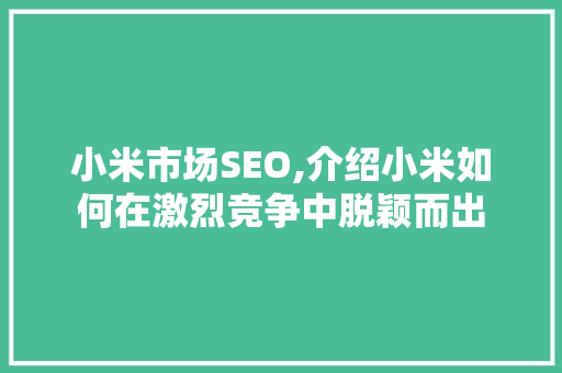 小米市场SEO,介绍小米如何在激烈竞争中脱颖而出