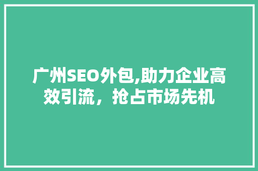 广州SEO外包,助力企业高效引流，抢占市场先机