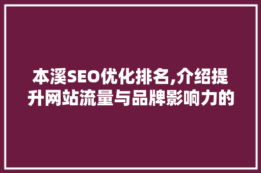 本溪SEO优化排名,介绍提升网站流量与品牌影响力的方法  第1张