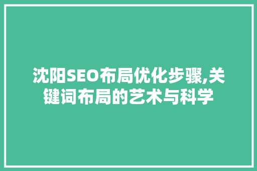 沈阳SEO布局优化步骤,关键词布局的艺术与科学