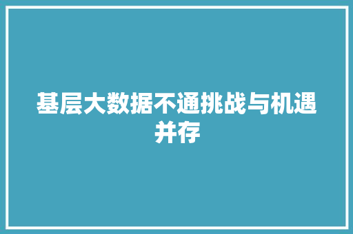 基层大数据不通挑战与机遇并存  第1张