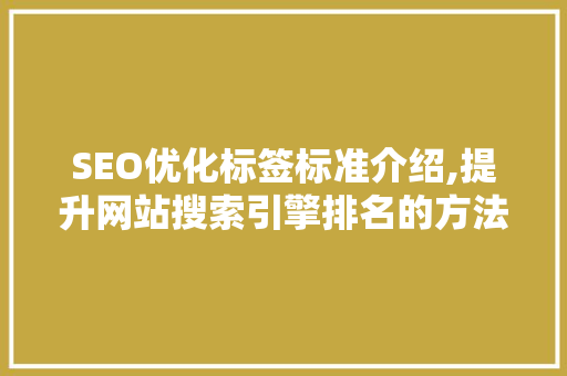 SEO优化标签标准介绍,提升网站搜索引擎排名的方法