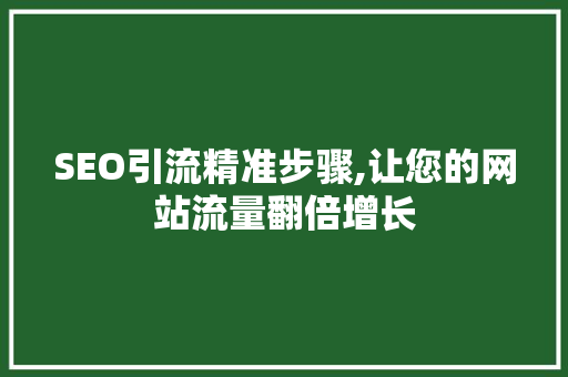 SEO引流精准步骤,让您的网站流量翻倍增长