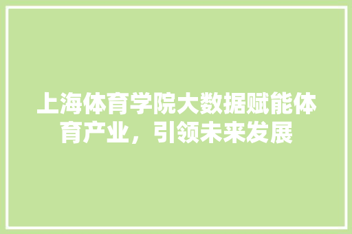 上海体育学院大数据赋能体育产业，引领未来发展