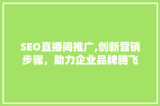 SEO直播间推广,创新营销步骤，助力企业品牌腾飞