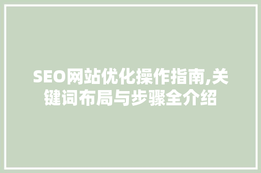 SEO网站优化操作指南,关键词布局与步骤全介绍