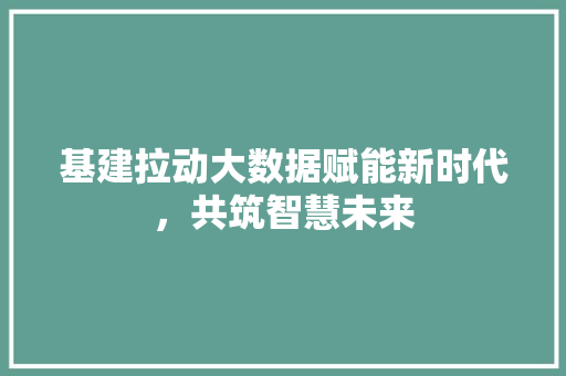 基建拉动大数据赋能新时代，共筑智慧未来