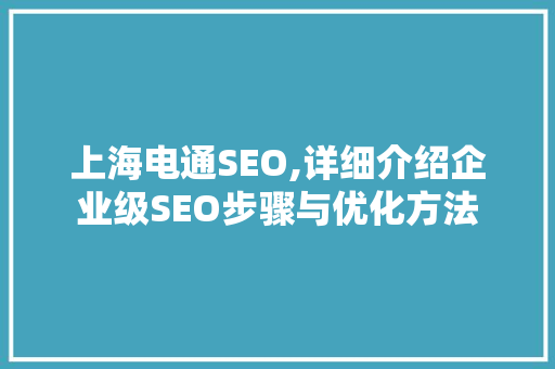 上海电通SEO,详细介绍企业级SEO步骤与优化方法