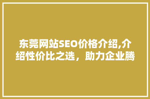 东莞网站SEO价格介绍,介绍性价比之选，助力企业腾飞