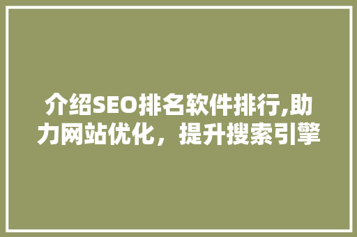 介绍SEO排名软件排行,助力网站优化，提升搜索引擎排名