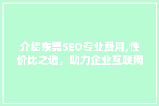 介绍东莞SEO专业费用,性价比之选，助力企业互联网营销腾飞  第1张