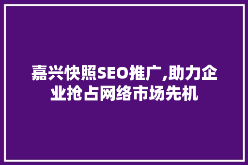 嘉兴快照SEO推广,助力企业抢占网络市场先机