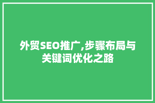 外贸SEO推广,步骤布局与关键词优化之路