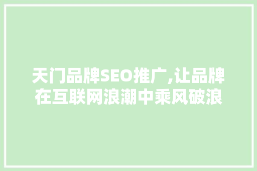 天门品牌SEO推广,让品牌在互联网浪潮中乘风破浪