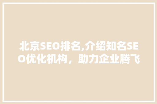 北京SEO排名,介绍知名SEO优化机构，助力企业腾飞