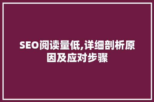 SEO阅读量低,详细剖析原因及应对步骤