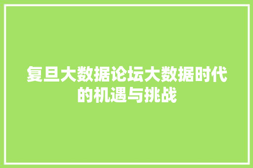 复旦大数据论坛大数据时代的机遇与挑战  第1张