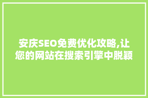 安庆SEO免费优化攻略,让您的网站在搜索引擎中脱颖而出