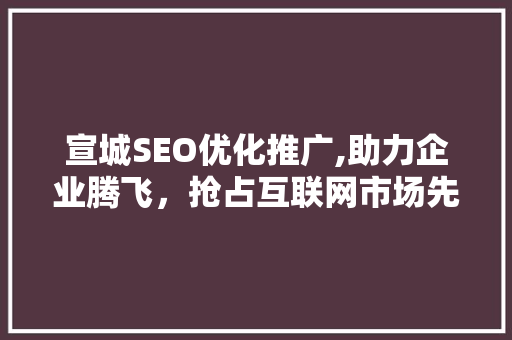宣城SEO优化推广,助力企业腾飞，抢占互联网市场先机