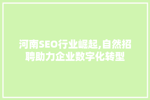 河南SEO行业崛起,自然招聘助力企业数字化转型  第1张