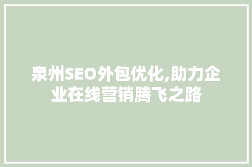 泉州SEO外包优化,助力企业在线营销腾飞之路