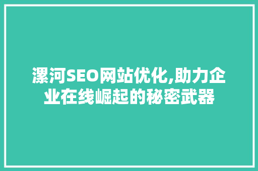 漯河SEO网站优化,助力企业在线崛起的秘密武器