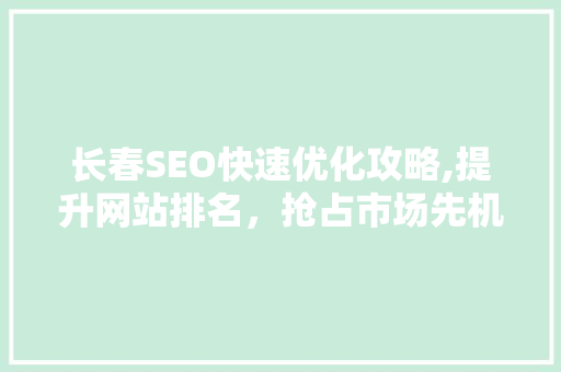 长春SEO快速优化攻略,提升网站排名，抢占市场先机