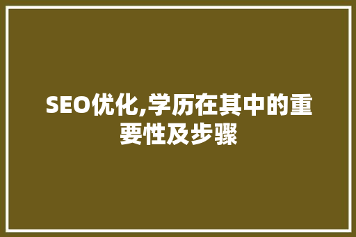 SEO优化,学历在其中的重要性及步骤