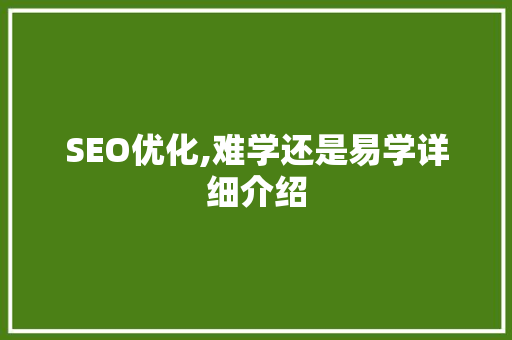 SEO优化,难学还是易学详细介绍