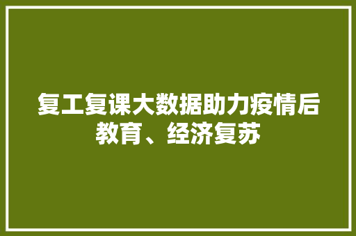 复工复课大数据助力疫情后教育、经济复苏