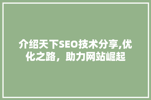 介绍天下SEO技术分享,优化之路，助力网站崛起