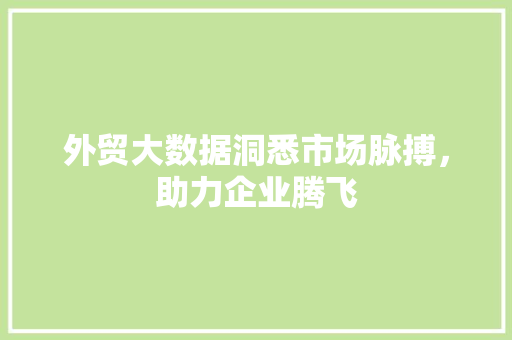 外贸大数据洞悉市场脉搏，助力企业腾飞  第1张
