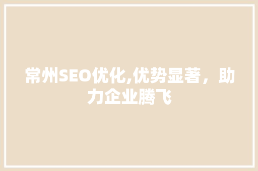 常州SEO优化,优势显著，助力企业腾飞