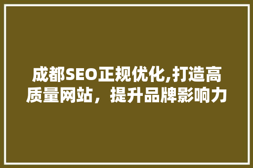 成都SEO正规优化,打造高质量网站，提升品牌影响力